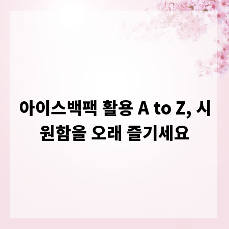 아이스백팩 활용 A to Z, 시원함을 오래 즐기세요