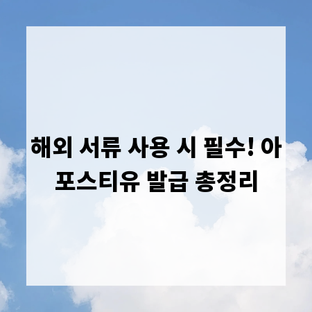 해외 서류 사용 시 필수! 아포스티유 발급 총정리
