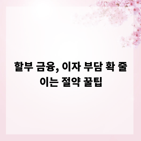 할부 금융, 이자 부담 확 줄이는 절약 꿀팁