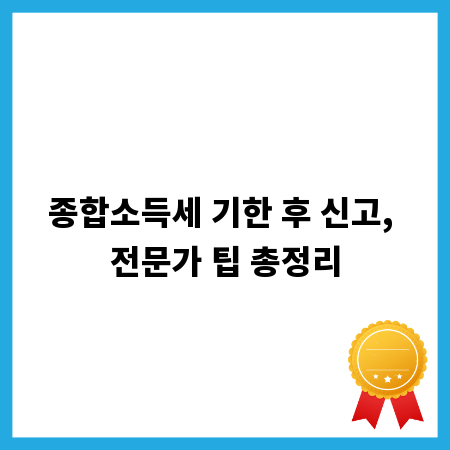 종합소득세 기한 후 신고, 전문가 팁 총정리