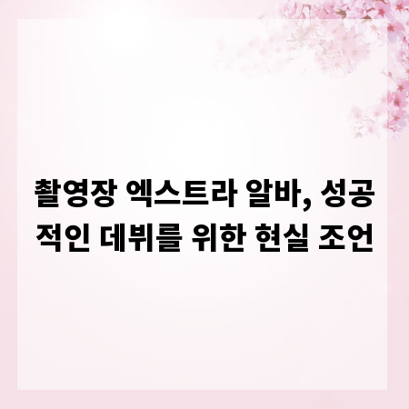 촬영장 엑스트라 알바, 성공적인 데뷔를 위한 현실 조언