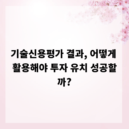기술신용평가 결과, 어떻게 활용해야 투자 유치 성공할까?