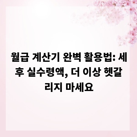 월급 계산기 완벽 활용법: 세후 실수령액, 더 이상 헷갈리지 마세요