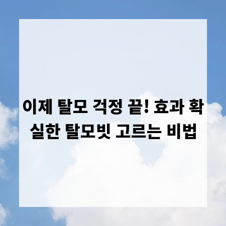 이제 탈모 걱정 끝! 효과 확실한 탈모빗 고르는 비법