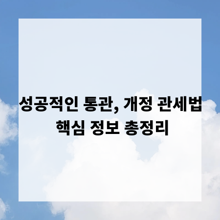 성공적인 통관, 개정 관세법 핵심 정보 총정리