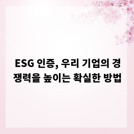 ESG 인증, 우리 기업의 경쟁력을 높이는 확실한 방법