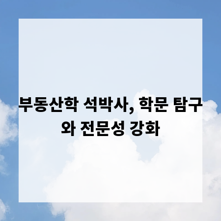 부동산학 석박사, 학문 탐구와 전문성 강화