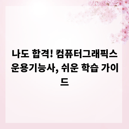 나도 합격! 컴퓨터그래픽스운용기능사, 쉬운 학습 가이드