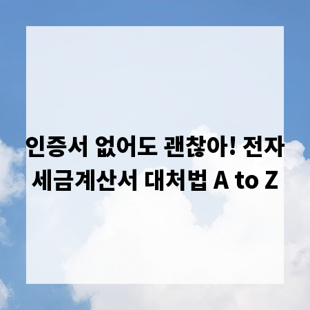 인증서 없어도 괜찮아! 전자세금계산서 대처법 A to Z