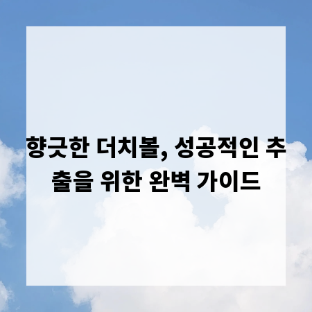 향긋한 더치볼, 성공적인 추출을 위한 완벽 가이드