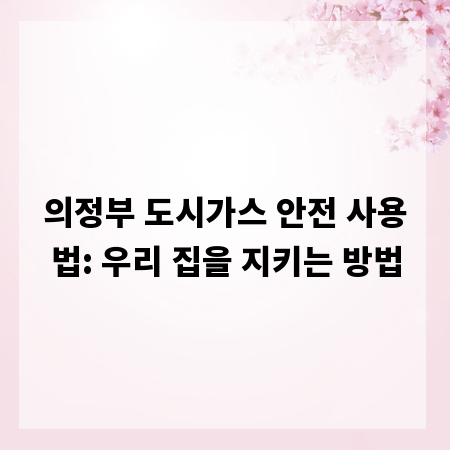 의정부 도시가스 안전 사용법: 우리 집을 지키는 방법