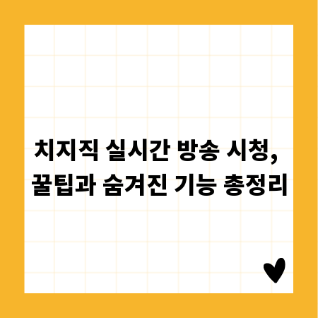 치지직 실시간 방송 시청, 꿀팁과 숨겨진 기능 총정리