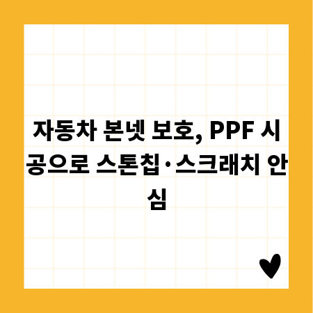 자동차 본넷 보호, PPF 시공으로 스톤칩·스크래치 안심