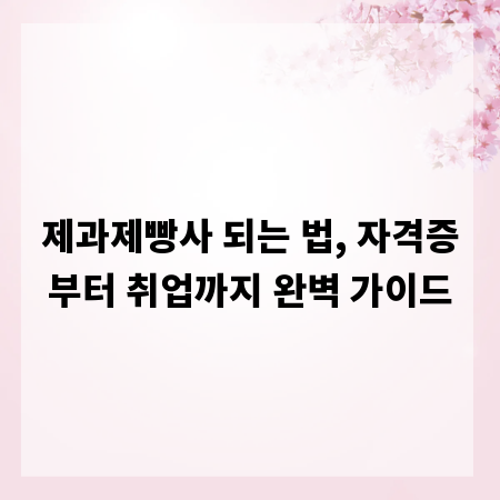제과제빵사 되는 법, 자격증부터 취업까지 완벽 가이드
