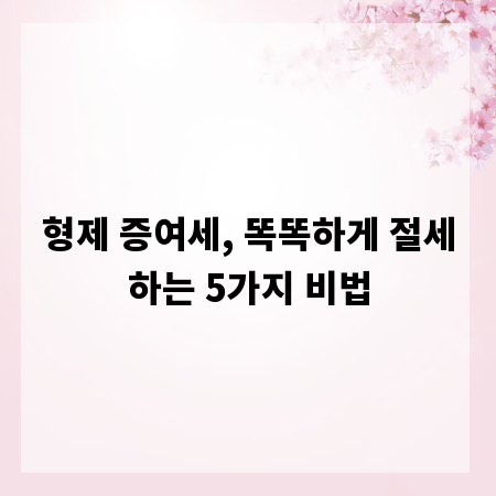 형제 증여세, 똑똑하게 절세하는 5가지 비법