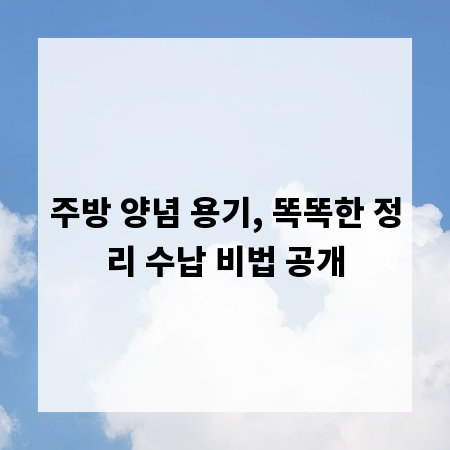 주방 양념 용기, 똑똑한 정리 수납 비법 공개