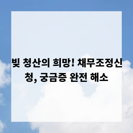 빚 청산의 희망! 채무조정신청, 궁금증 완전 해소