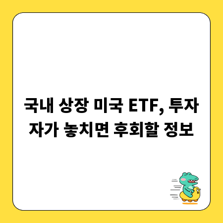 국내 상장 미국 ETF, 투자자가 놓치면 후회할 정보