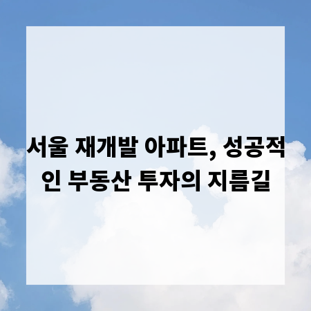 서울 재개발 아파트, 성공적인 부동산 투자의 지름길