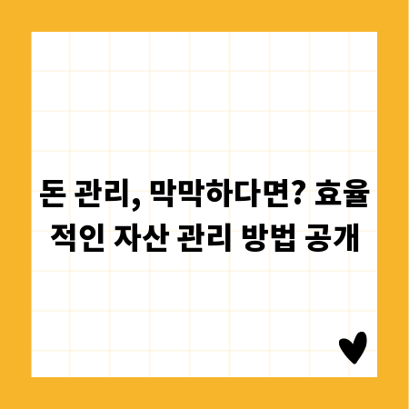 돈 관리, 막막하다면? 효율적인 자산 관리 방법 공개