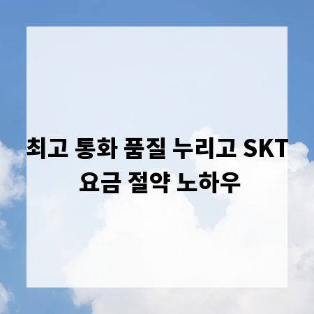 최고 통화 품질 누리고 SKT 요금 절약 노하우