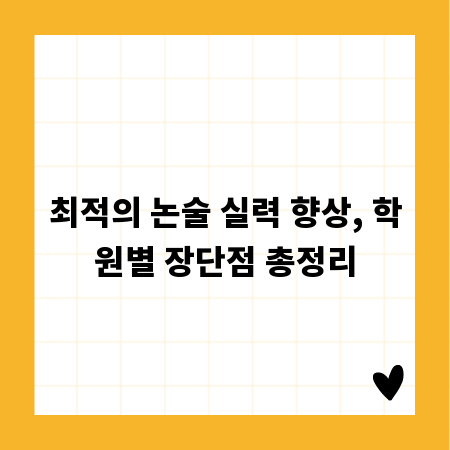 최적의 논술 실력 향상, 학원별 장단점 총정리