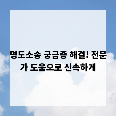 명도소송 궁금증 해결! 전문가 도움으로 신속하게