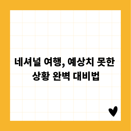네셔널 여행, 예상치 못한 상황 완벽 대비법