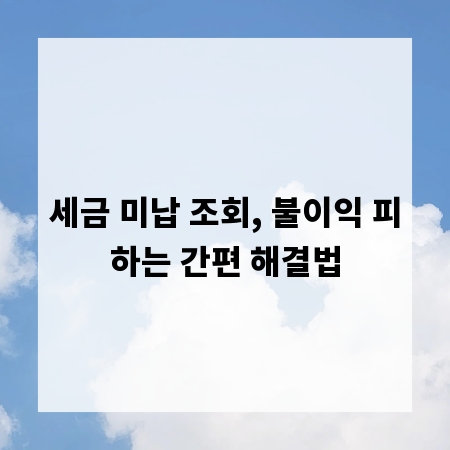 세금 미납 조회, 불이익 피하는 간편 해결법