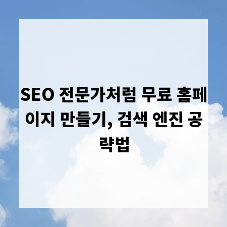 SEO 전문가처럼 무료 홈페이지 만들기, 검색 엔진 공략법