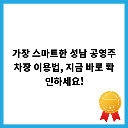 가장 스마트한 성남 공영주차장 이용법, 지금 바로 확인하세요!