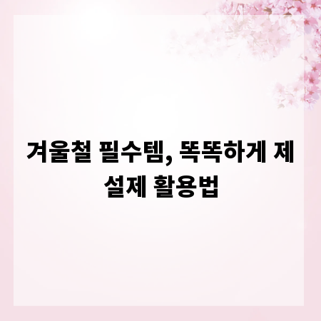 겨울철 필수템, 똑똑하게 제설제 활용법