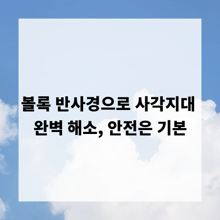 볼록 반사경으로 사각지대 완벽 해소, 안전은 기본