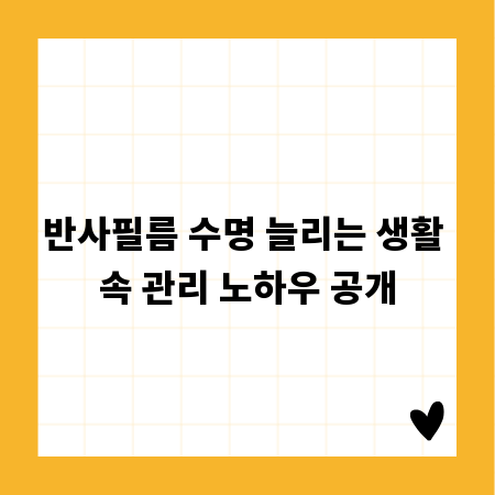 반사필름 수명 늘리는 생활 속 관리 노하우 공개