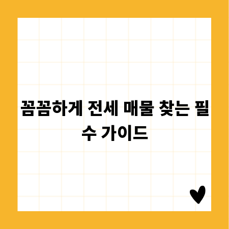 꼼꼼하게 전세 매물 찾는 필수 가이드
