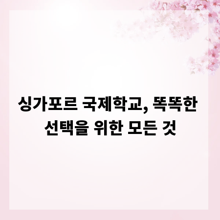 싱가포르 국제학교, 똑똑한 선택을 위한 모든 것