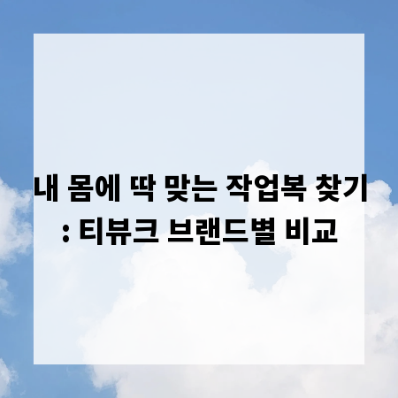 내 몸에 딱 맞는 작업복 찾기: 티뷰크 브랜드별 비교