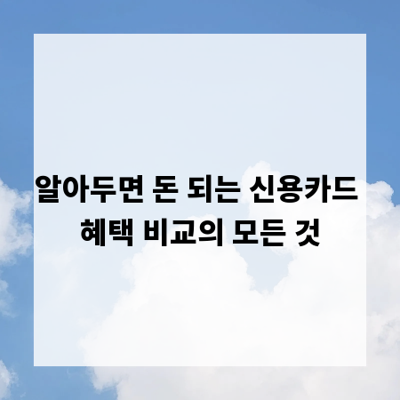 알아두면 돈 되는 신용카드 혜택 비교의 모든 것