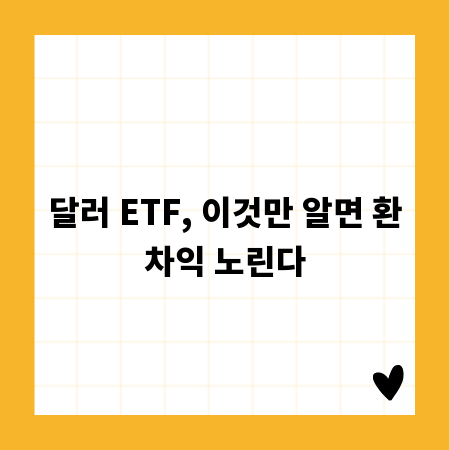 달러 ETF 투자: 환율 변동 속 숨겨진 기회 포착