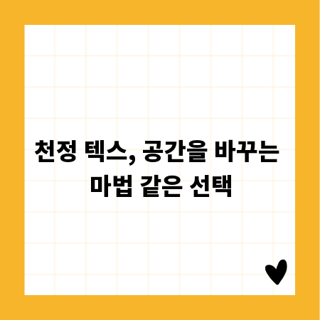 천정 텍스, 공간을 바꾸는 마법 같은 선택