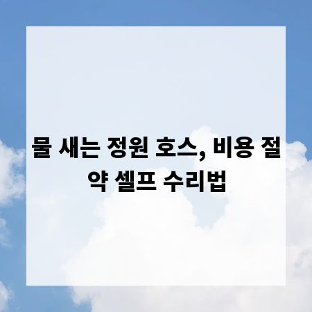 물 새는 정원 호스, 비용 절약 셀프 수리법