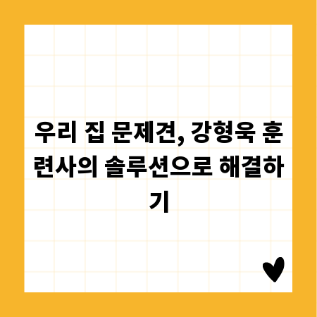 우리 집 문제견, 강형욱 훈련사의 솔루션으로 해결하기