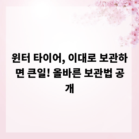 윈터 타이어, 이대로 보관하면 큰일! 올바른 보관법 공개