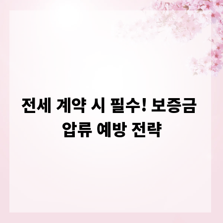 전세 계약 시 필수! 보증금 압류 예방 전략