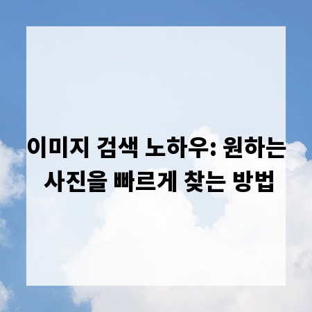 이미지 검색 노하우: 원하는 사진을 빠르게 찾는 방법