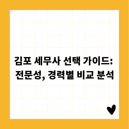 김포 세무사 선택 가이드: 전문성, 경력별 비교 분석