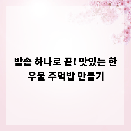 밥솥 하나로 끝! 맛있는 한우물 주먹밥 만들기