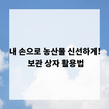내 손으로 농산물 신선하게! 보관 상자 활용법