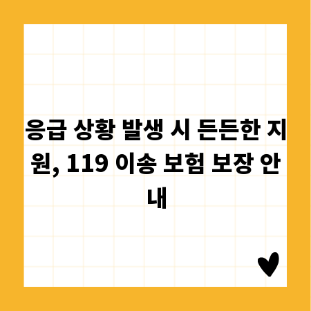 응급 상황 발생 시 든든한 지원, 119 이송 보험 보장 안내
