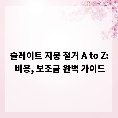 슬레이트 지붕 철거 A to Z: 비용, 보조금 완벽 가이드